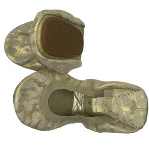 Yosi Samra Gold Foldable Ballet Flats Sz 9